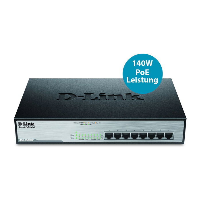D-Link DGS-1008MP Switch de 8 Puertos Gigabit PoE+