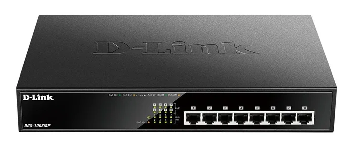 D-Link DGS-1008MP Switch Gigabit PoE+ de 8 Puertos, 10/100/1000 Mbps, IEEE 802.3at, Hasta 30W por Puerto, 140W Total, Sin Ventiladores, Green 3.0 D-Link DGS-1008MP Switch Gigabit PoE+ de 8 Puertos, 10/100/1000 Mbps, IEEE 802.3at, Hasta 30W por Puerto, 140W Total, Sin Ventiladores, Green 3.0