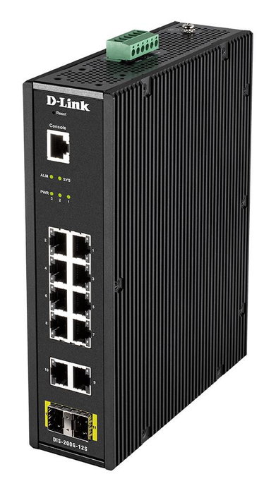 D-Link DIS-200G-12S Switch Industrial Gestionado L2, 10x Gigabit Ethernet + 2x SFP, Negro D-Link DIS-200G-12S Switch Industrial Gestionado L2, 10x Gigabit Ethernet + 2x SFP, Negro