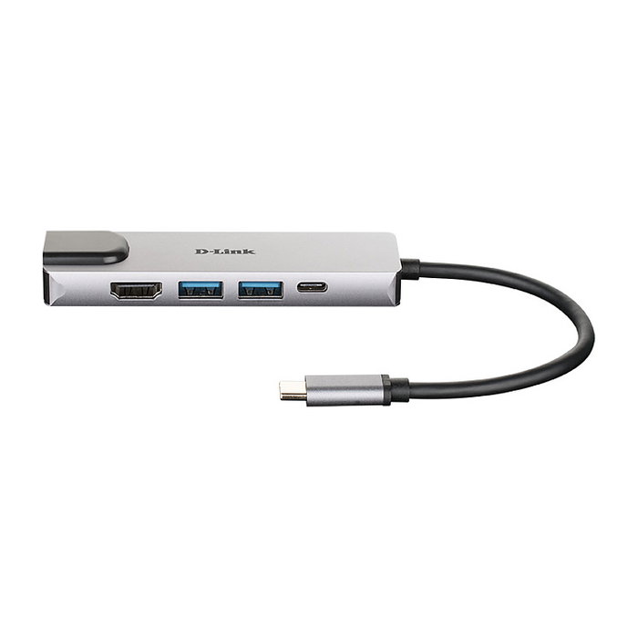 D-Link DUB-M520 Hub USB-C 5 en 1 con HDMI 4K, Ethernet y Power Delivery Gris