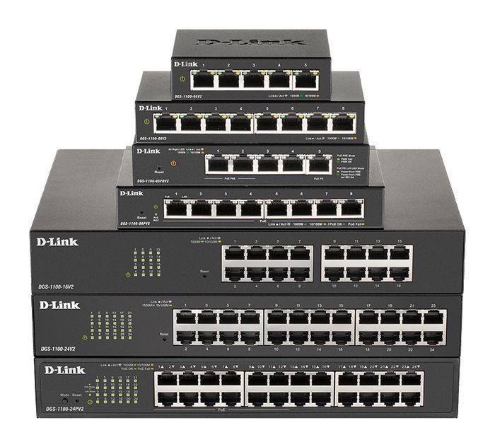 D-Link DGS-1100 Switch Gestionado Inteligente 8 Puertos Gigabit Ethernet 10/100/1000 Mbps, 16 Gbps, 11.9 Mpps, 4K MAC, 145 x 82 x 28 mm D-Link DGS-1100 Switch Gestionado Inteligente 8 Puertos Gigabit Ethernet 10/100/1000 Mbps, 16 Gbps, 11.9 Mpps, 4K MAC, 145 x 82 x 28 mm