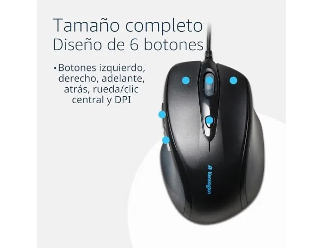 Kensington Pro Fit Ratón con cable de tamaño normal Negro