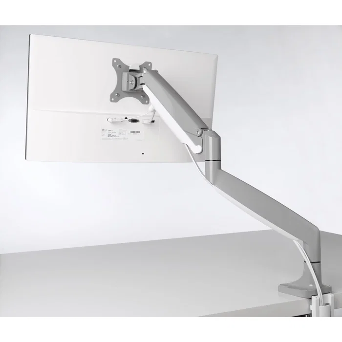 Kensington K55470EU Brazo Monitor SmartFit con Gas, Ajuste Un Toque, VESA 100x100, Soporte 13-34" hasta 9kg, Rotación 180°, Gris/Plata, para Escritorio (Abrazadera/Ojal)