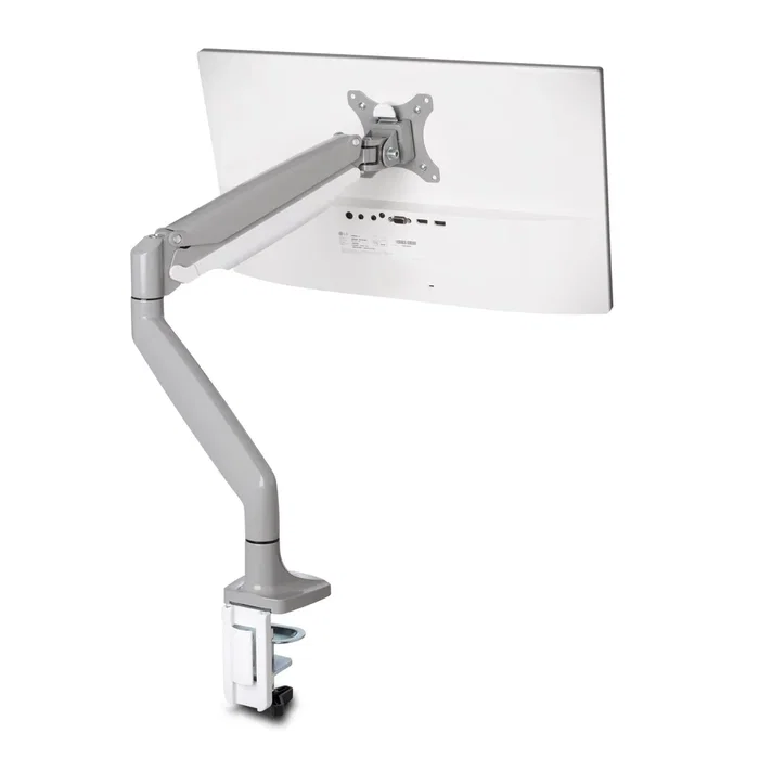 Kensington K55470EU Brazo Monitor SmartFit con Gas, Ajuste Un Toque, VESA 100x100, Soporte 13-34" hasta 9kg, Rotación 180°, Gris/Plata, para Escritorio (Abrazadera/Ojal)
