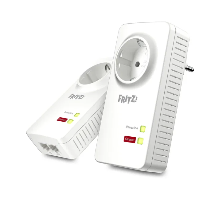 AVM FRITZ!Powerline 1220E Kit 2 Adaptadores PLC 1200 Mbps Gigabit Ethernet Blanco - Extensor de Red por Línea Eléctrica HomePlug AV2