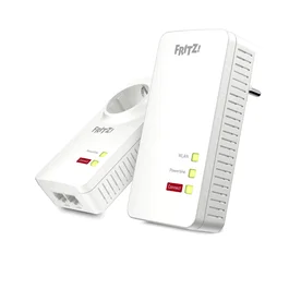 AVM FRITZ!Powerline 1260E WLAN Set International, Adaptador de Red Powerline PLC 1200 Mbps, con Gigabit Ethernet y WiFi AC, Blanco, Pack de 2 Unidades