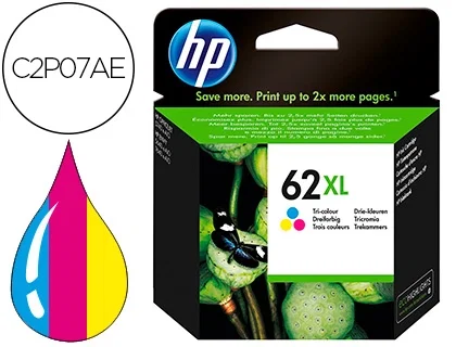 HP Cartucho de Tinta Tricolor 62XL Alta Capacidad