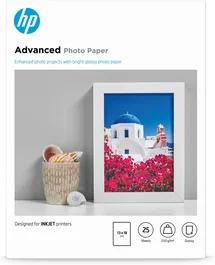 HP Papel Fotográfico Advanced Brillante 13x18cm 250g/m2 25 Hojas Blanco