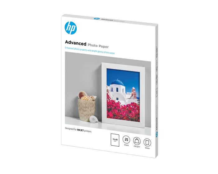 HP Papel Fotográfico Advanced Glossy 13x18cm, 25 hojas