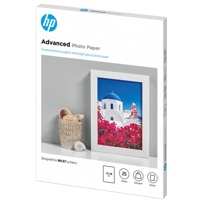 HP Papel Fotográfico Advanced Glossy 13x18 cm, 25 Hojas, 250 g/m² HP Papel Fotográfico Advanced Glossy 13x18 cm, 25 Hojas, 250 g/m²