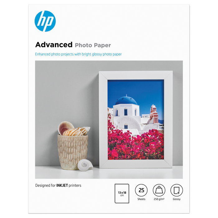 HP Papel Fotográfico Advanced Glossy 13x18 cm, 25 Hojas, 250 g/m² HP Papel Fotográfico Advanced Glossy 13x18 cm, 25 Hojas, 250 g/m²
