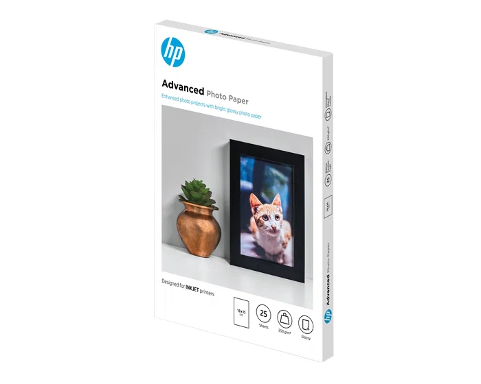 HP Papel Fotográfico Satinado Avanzado 10x15cm, 25 Hojas, 250g/m²