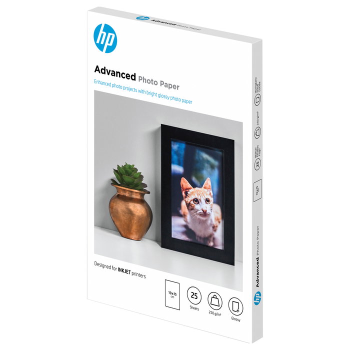 HP Papel Fotográfico Avanzado Satinado 250g/m2 10x15cm 25 Hojas