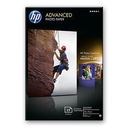 HP Papel fotografico satinado avanzado 250g/m2, 10x15cm, sin bordes, 25 hojas