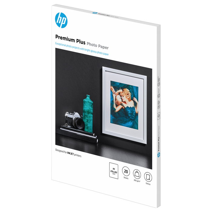 HP Papel fotográfico Premium Plus brillante A4, 20 hojas