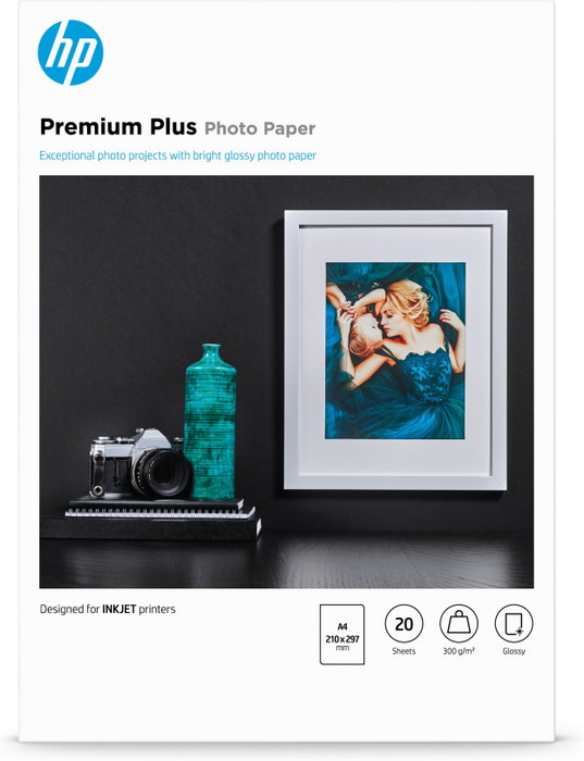 HP Papel fotográfico Premium Plus brillante A4, 20 hojas