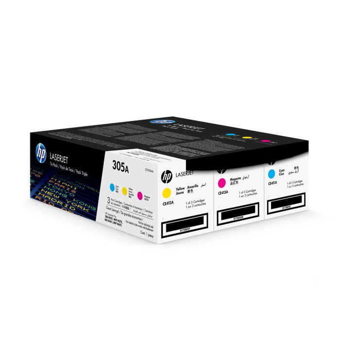 HP Multipack de Tóner Original LaserJet 305A (CF370AM) - Cian, Magenta, Amarillo