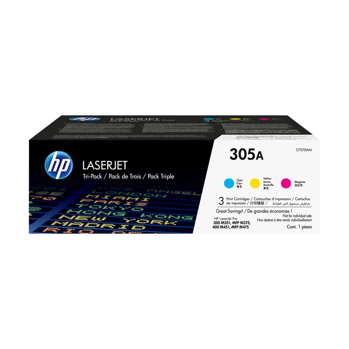 HP 305A Multipack de Tóner Original (CF370AM) - Cian, Magenta, Amarillo