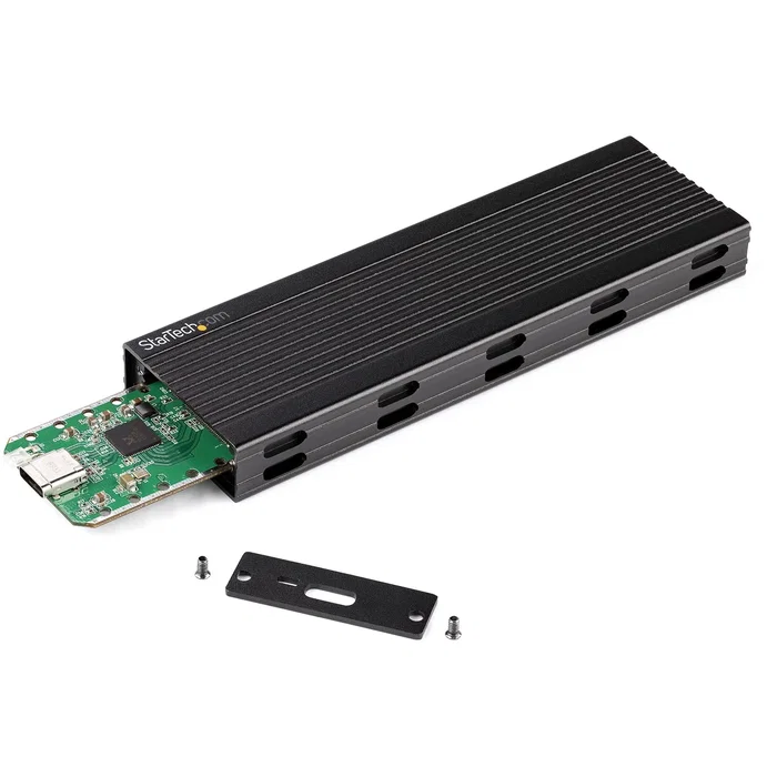 StarTech.com SM2E1BMU31C Caja Externa USB-C 10Gbps para SSD NVMe M.2 PCIe o SATA, Aluminio, Compatible con 2230/2242/2260/2280, Plug & Play, Incluye Cables USB-C y USB-A