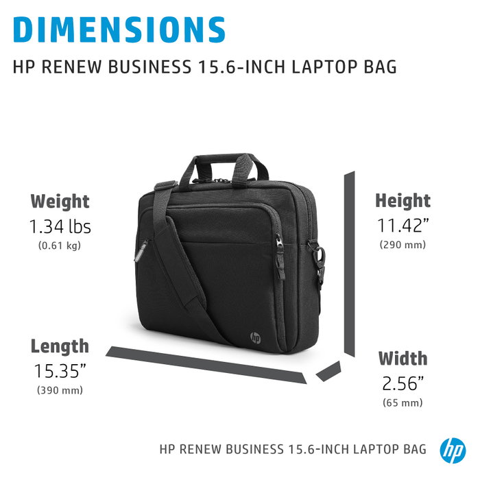 HP Renew Business Bolsa Bandolera para Portátiles de 15,6 pulgadas, Negro
