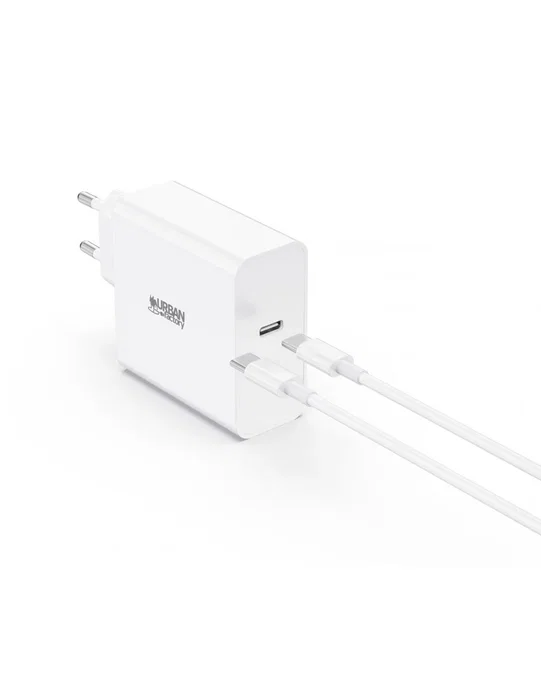 POWEE Cargador USB-C de 65W, Universal para Portátil/MacBook/Tablet/Smartphone, con Cable 2m, Selección Automática de Voltaje, Blanco