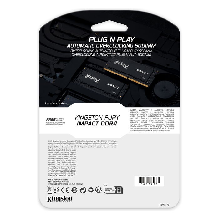 Kingston Memoria RAM FURY Impact 32GB DDR4 3200MHz CL20 SODIMM para Portátil