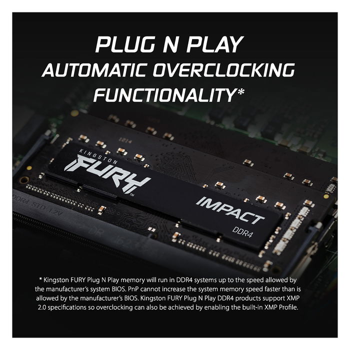 Kingston Memoria RAM FURY Impact 32GB DDR4 3200MHz CL20 SODIMM para Portátil