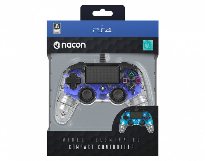 Nacon Ps4Ofcpadclblue Gaming Compact Controller Ps4 Transparent Blue