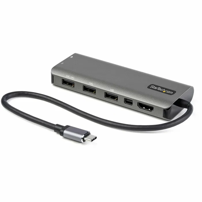 StarTech.com DKT31CMDPHPD Adaptador Multipuertos USB-C a HDMI y Mini DisplayPort 4K 60Hz con Passthrough PD 100W, Hub USB 3.2 Gen 2 (3x USB-A + USB-C), Cable de 30 cm