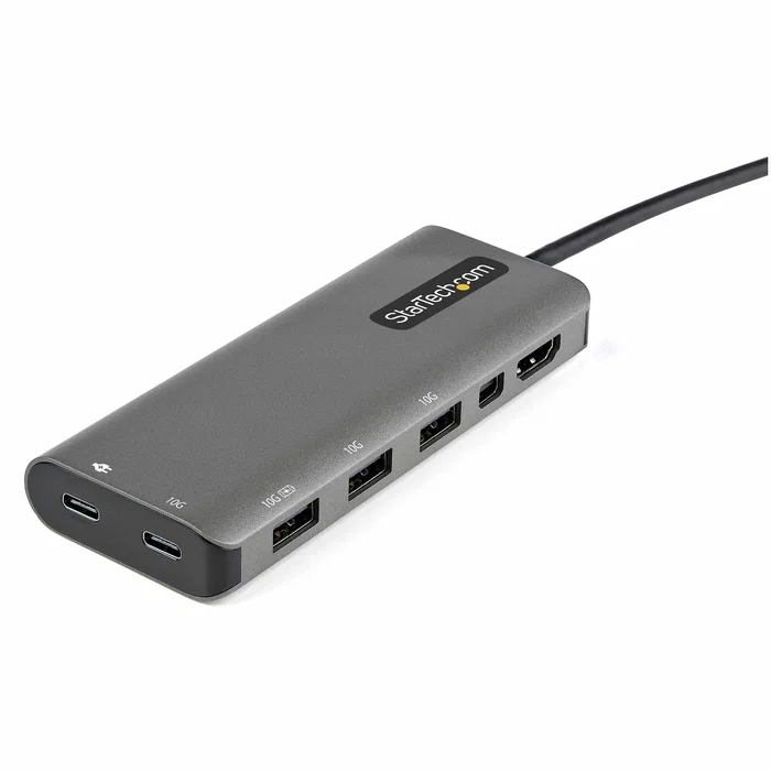 StarTech.com DKT31CMDPHPD Adaptador Multipuertos USB-C a HDMI y Mini DisplayPort 4K 60Hz con Passthrough PD 100W, Hub USB 3.2 Gen 2 (3x USB-A + USB-C), Cable de 30 cm