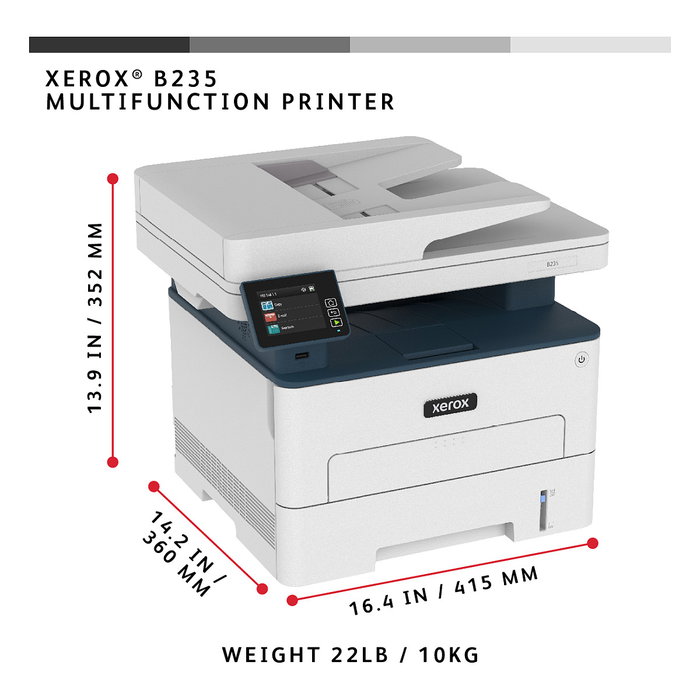 Xerox B235 Multifuncional Láser Blanco y Negro 4 en 1 A4 34 ppm LAN WiFi Duplex ADF Copia Escaneo Fax