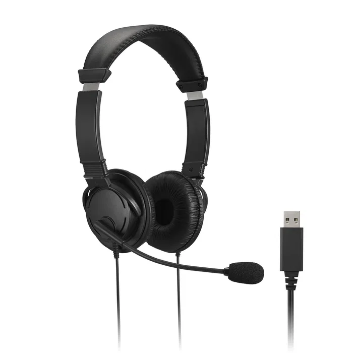 Kensington K33065WW Auriculares Diadema para Oficina/Centro de llamadas, Hi-Fi USB, Micrófono Boom con Cancelación de Ruido, Control de Volumen, Supraaural, Negro