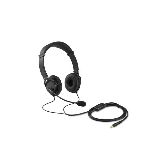 Kensington K33597WW - Auriculares Diadema con Micrófono para PC - Cancelación de Ruido, Control de Volumen, Alámbrico, 40mm, Negro - Compatible con Windows, Mac, Chromebook