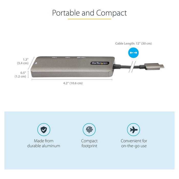 StarTech.com Adaptador Multipuertos USB-C DKT30CHPD3 HDMI 4K 60Hz 100W PD