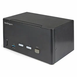 StarTech.com Switch KVM de 2 Puertos para 3 Monitores DisplayPort 4K 60Hz con Hub USB 3.0, Negro