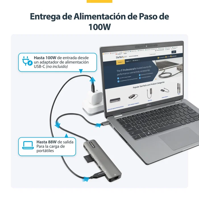 StarTech.com DKT30CHSDPD1 Docking Station USB-C 7-en/1 con HDMI 4K 60Hz, 2x USB-A 3.2, Ethernet Gigabit, Lector SD/microSD, USB Power Delivery 100W, Cable 30cm