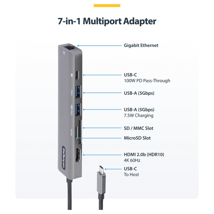 Startech.com Adaptador Multipuertos USB-C Docking Station a HDMI 2.0 4K 60Hz 100W Power Delivery