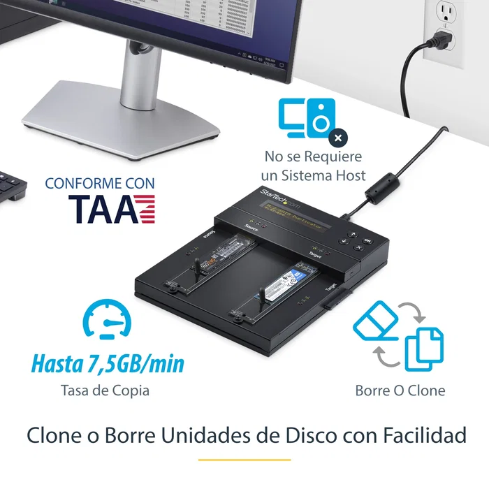 StarTech Duplicador y Borrador Autónomo de Unidades M.2 SATA y NVMe SM2DUPE11