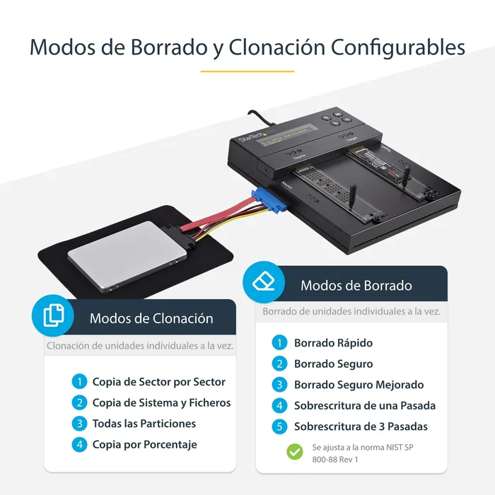 StarTech Duplicador y Borrador Autónomo de Unidades M.2 SATA y NVMe SM2DUPE11