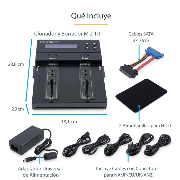 StarTech Duplicador y Borrador Autónomo de Unidades M.2 SATA y NVMe SM2DUPE11