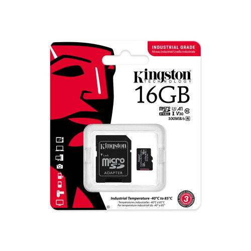 Kingston SDCIT2/16GB Memoria Flash MicroSDHC 16 GB Clase 10 UHS-I U3 V30 A1 Industrial