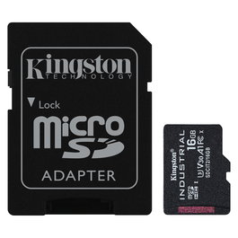 Kingston Tarjeta microSDHC Industrial 16GB Clase 10 UHS-I U3 A1 100MB/s + Adaptador SD