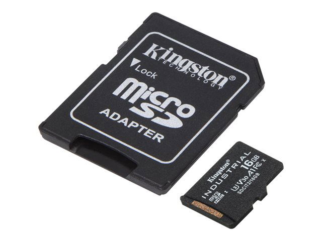 Kingston Tarjeta de Memoria Industrial microSDHC 16 GB UHS-I U3/V30/A1, Hasta 100 MB/s, Resistencia (-40 a 85 °C), Incluye Adaptador