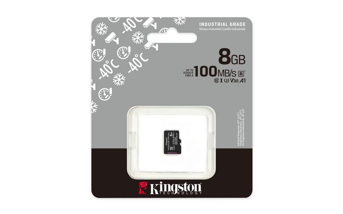 Kingston 8GB Tarjeta microSD Industrial Class 10 UHS-I U3 V30 A1 TLC NAND 3.3V adaptador Kingston 8GB Tarjeta microSD Industrial Class 10 UHS-I U3 V30 A1 TLC NAND 3.3V adaptador
