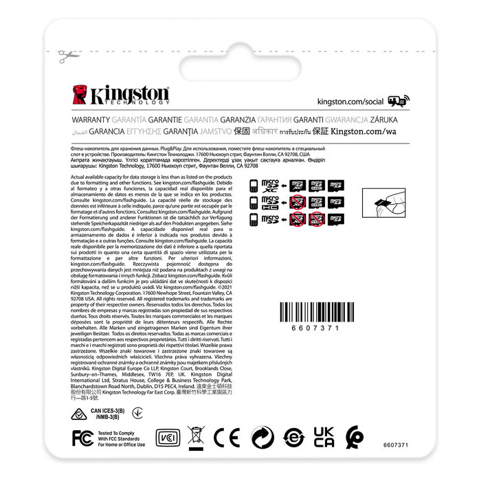 Kingston MicroHC 8GB Industrial C10 100MB/s con Adaptador SD
