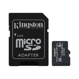 Kingston Industrial microSDHC Tarjeta de Memoria 8GB Clase 10 UHS-I U3, V30, A1, Lectura 100MB/s, Resistente a Temperaturas Extremas (-40°C a 85°C), Incluye Adaptador SD