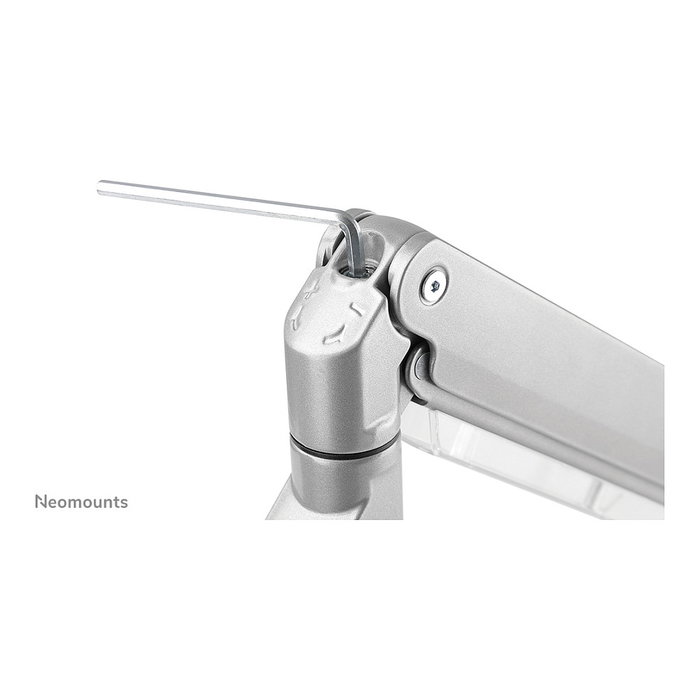 NewStar NM-D775SILVERPLUS Brazo de Monitor de Escritorio con Resorte de Gas, para Pantallas Curvas/Planas de 10 a 49 Pulgadas, Hasta 18 kg, Plata