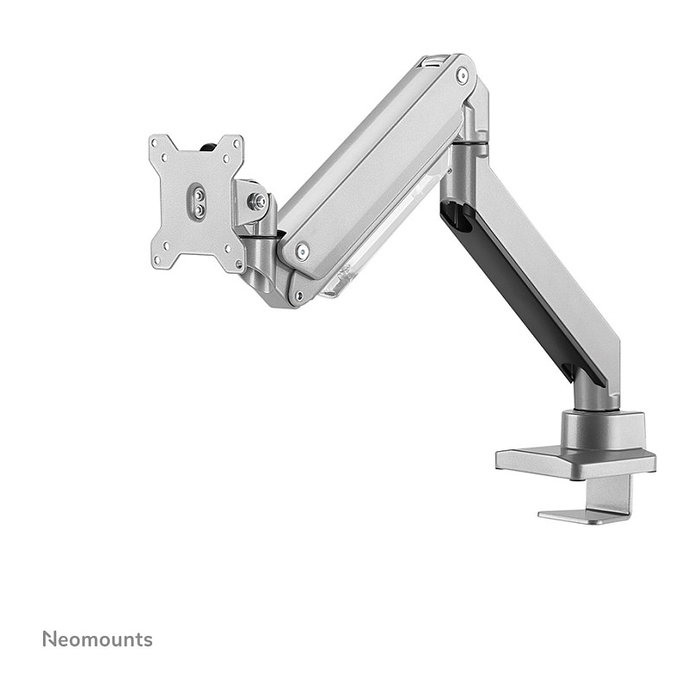 NewStar NM-D775SILVERPLUS Brazo de Monitor de Escritorio con Resorte de Gas, para Pantallas Curvas/Planas de 10 a 49 Pulgadas, Hasta 18 kg, Plata