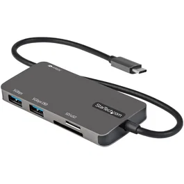 StarTech.com Adaptador Multipuertos USB C con HDMI 4K, 100W PD, SD, MicroSD y 3 Puertos USB 3.0, Gris