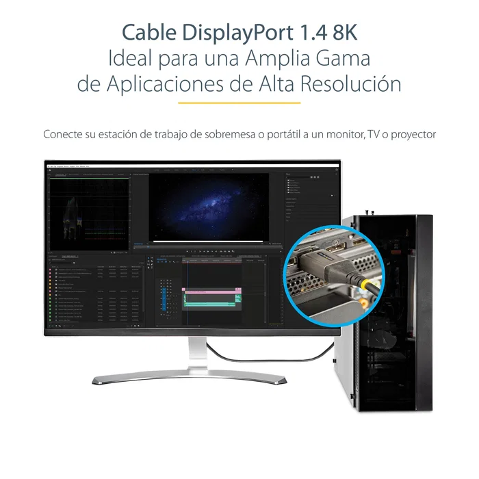 StarTech.com DP14VMM3M - Cable DisplayPort 1.4 Certificado VESA HDR10 - 8K 60Hz, 4K 120Hz - Longitud 3m - Conectores Chapados en Oro